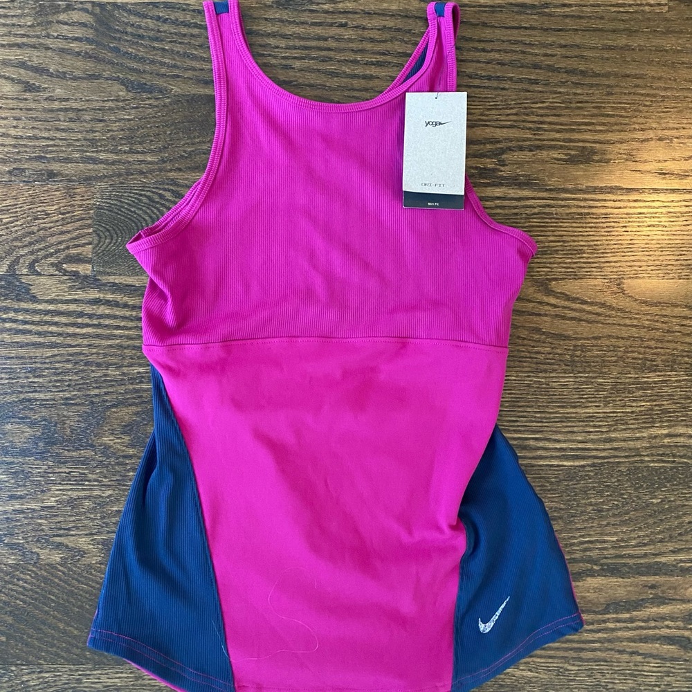 Nike Women's Yoga Dri-Fit Tank Burgundy Blue DR0374-549 Size S NWT